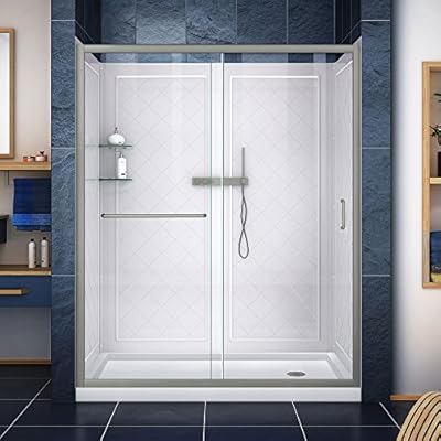 DreamLine DL-6119R-04CL Infinity Z Sliding Shower Kit, 36 in. D x 60 in. W x 76 3/4 in. H, Brushed Nickel