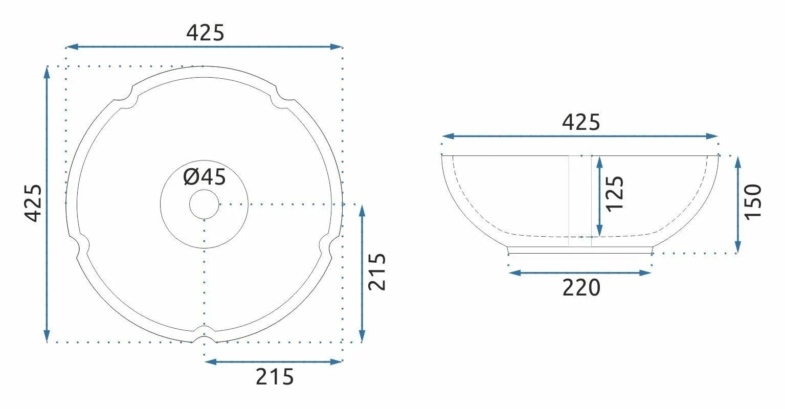 GTM Designs Aufsatzwaschbecken Glanz - Modern Waschbecken ohne Hahnloch - Elegant Aufsatzwaschbecken Oval für Badezimmer und Gäste WC - nur Bad Waschbecken - Modell 3