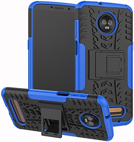 Yiakeng for Moto Z3 Case, Moto Z3 Play Case, Dual Layer Shockproof Slim Protective with Kickstand Hard Phone Case Cover for Motorola Moto Z3 (Blue)