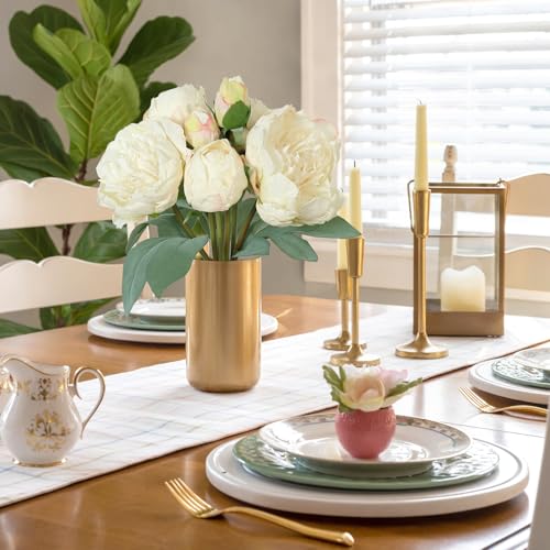 TOCHGREEN Artificial Peonies Silk Flowers 2 Bouquets Vintage Fake Peonies 14pcs Heads Faux Peony Flowers with Stems for Home Wedding Table Decoration Bridal Bouquet Crafts Floral A image 1