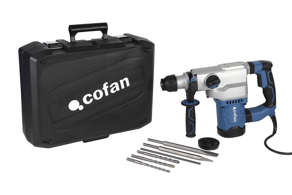 Cofan Taladro martillo perforador |1500 W SDS Plus| Perforador de percusión 7,0 julios y 4 modos de trabajo | Taladro/Perforación/Cincelado