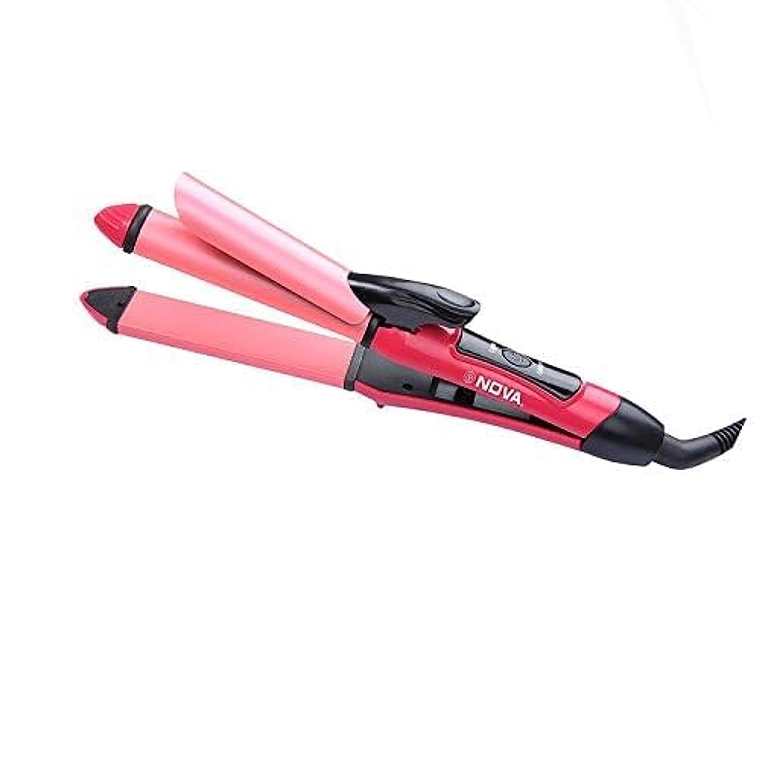 ALI SHIPPING New Nova NHC-2009 2 in 1 Hair Straightener And Curler (Pink)(Straightener&Curler For Women & Men)