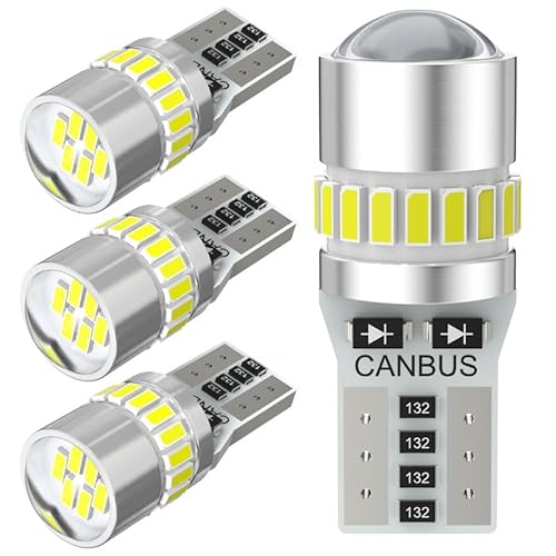 APOOS T10 W5W LED Bombilla CANBUS Sin Errores 24SMD Super Brillante 194 501 168 para 12V Coche Interiores Marcador Cortesía Mapa Domo Matrícula Posición Luces 6500K Blanco (4PCS)