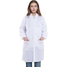 Scientist Doctor Costume Lab Coat Women Men Halloween White Long Sleeve Lab Coat Unisex Adult Nurse Costume Lab Coat