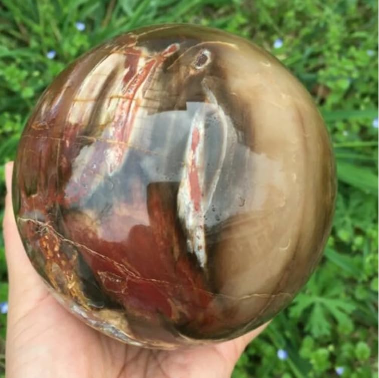 VEKETE Natürliche Holzkristall-Quarzkugel,Aura-Heilung,Raumdekoration,Heimtextilien,Dekoration,Edelstein-Aquarium,500-550g