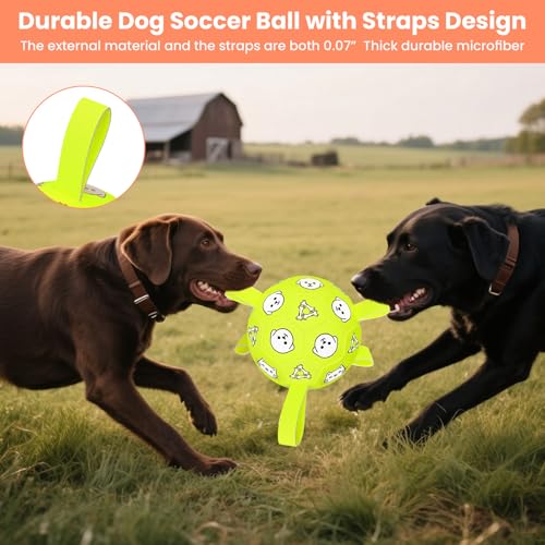 Image of 6 Inch Dog Soccer Ball, Interactive Dog Toys for Small Dogs | Floating Water Toys, Jolly Ball with Straps, Durable Outdoor Training Dogs Tug Toy, Outside Pet Toys, Birthday Gift for Puppy