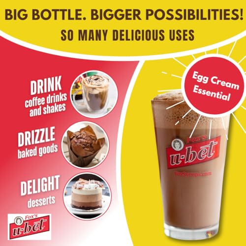 Image of FOX'S U-BET Syrup Bottle, Kosher Certified, Brooklyn Original, Fat Free (Chocolate, 128 Fl Oz)