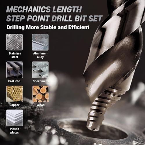 Novorik COBALT DRILL BIT SET 29PC ROUND BOX Mechanics Length Step Point Drill Bit Set 1/16 Inch thumb #2
