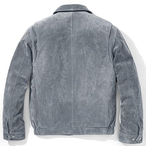 FLAVOR Men's Suede Leather Bomber Jacket Casual Coat for Men2