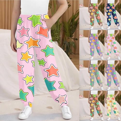 Girls Boys Stars Print Sweatpants Loose Elastic Waist Casual Joggers Athletic Track Pants with Pockets for Kids 3-15 Years2