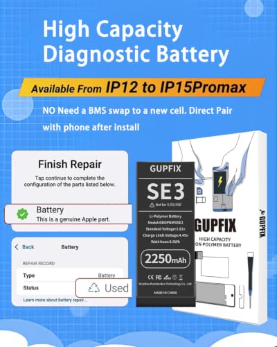 Image of Battery for iPhone SE3(2022) with Full Remove Tool Kits | No Unknown Part Info Real Capacity 2250mAh Long Last Time Wireless Charge Support Face ID for DIY Phone Repair Shop