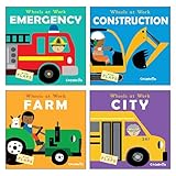 Wheels at Work Collection 4 Books Set (Emergency, Construction, City, Farm)