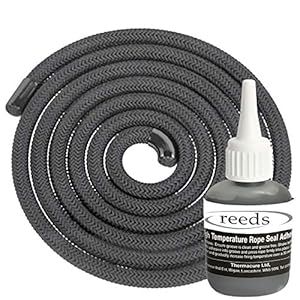 Black Stove Rope Kit 6mm x 2m Long with Reeds Adhesive Flues Glass Door Seals