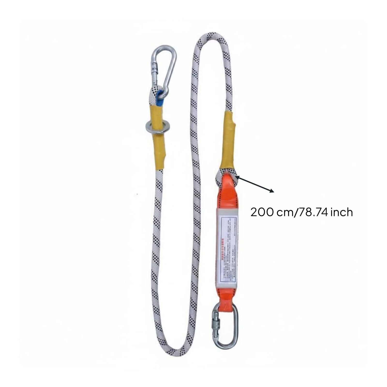 MERIGLARE Harnais de Sécurité Longe avec Crochets Absorbeur de Chocs Harnais Réglable Maintien en Position Fiable pour, Corde De Suspension 2m À Crochet Simple Petit Avec Sac Tampon