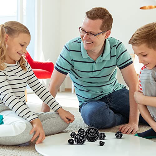 Civaner 15 Pieces Complete Polyhedral D3-D100 Spherical Rpg Dice Set In Opaque Black, 100 Sides For Role Playing Table Games Party Supplies(Black And White) #TOP6