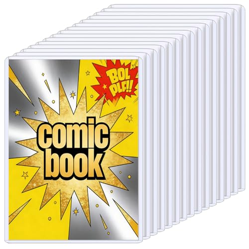 20 Pack Comic Book Top Loaders - Premium PVC Hard Sleeves for Current & Silver Age Comics 7.6x11 Inch Crystal Clear Protection for Display Storage and Collection (20)