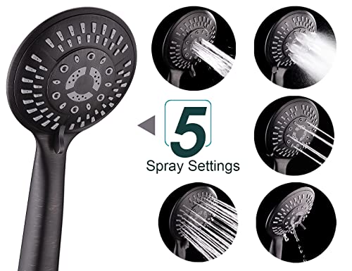 Bright Showers Shower System, 9 Inch Rain Shower Head With 5-Function Hand Shower, Dual Shower Combo With Height Adjustable Holder, Solid Brass Rail 60 Inch Long Stainless Steel Shower Hose #TOP1