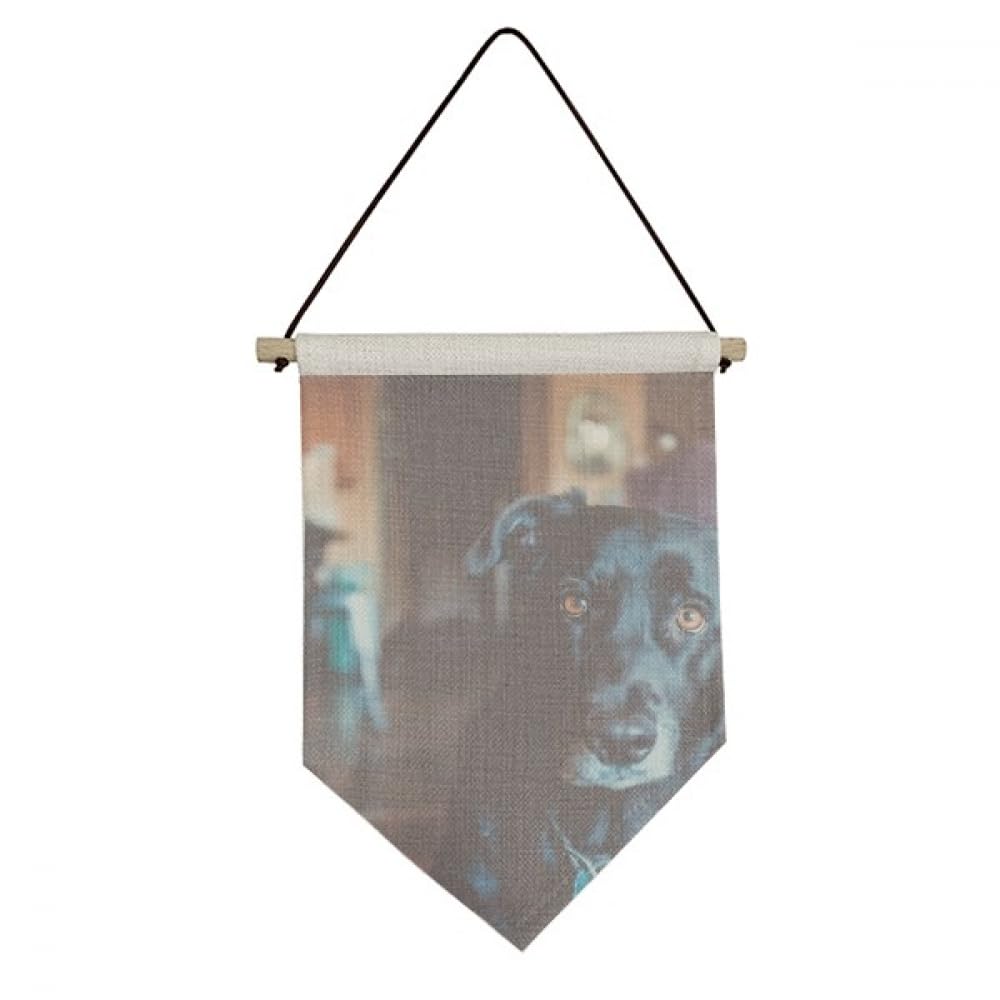 Drapeau en toile à suspendre motif chien noir pour salon moderne