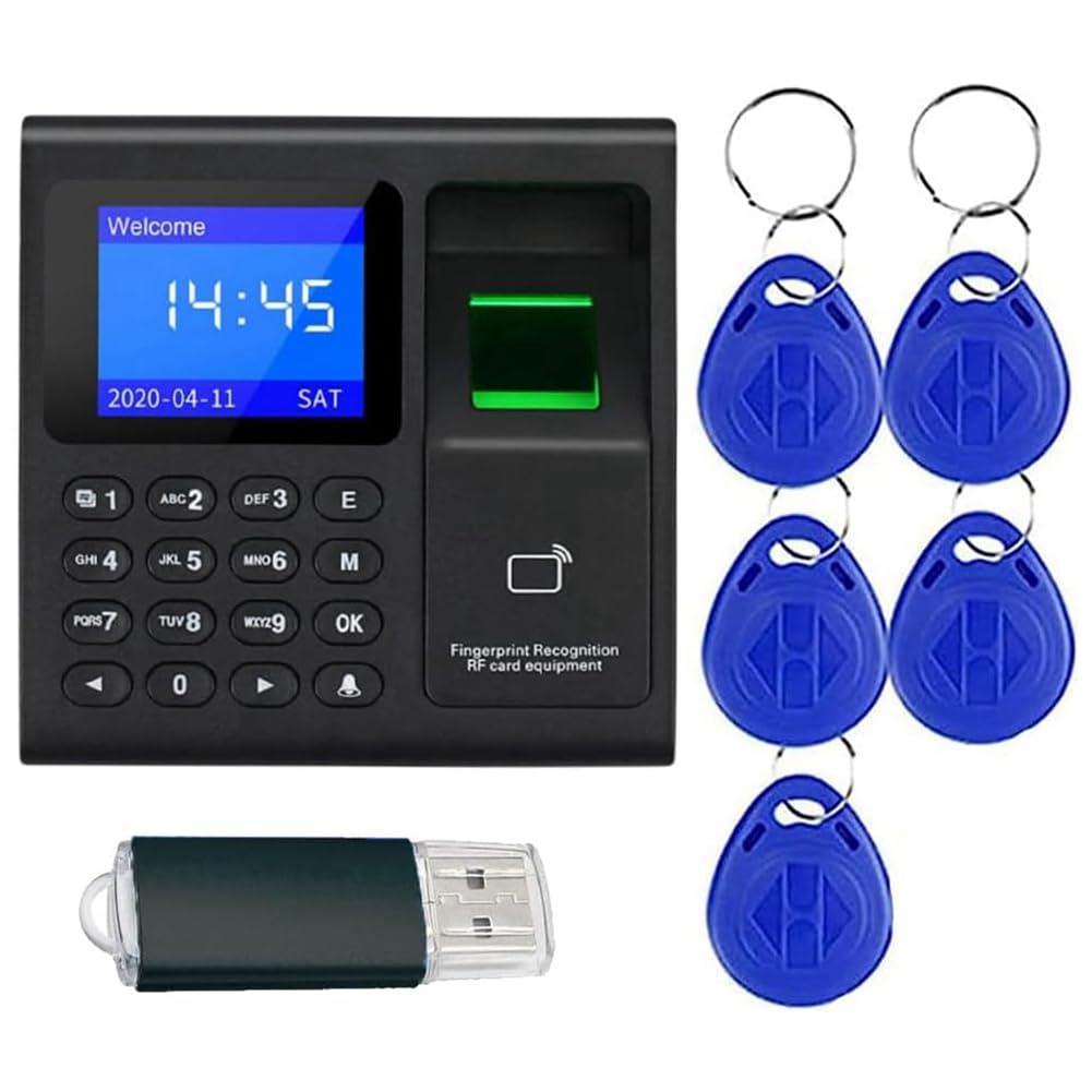 MáQuina de Control de Asistencia Reloj de Tiempo con ContraseñA de Huella Digital para Empleado con Escaneo de Dedo, RFID y PerforacióN de PIN en