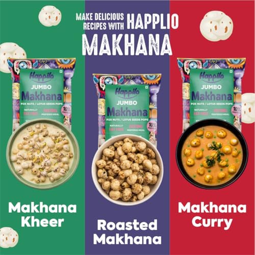 Image of Happilo Premium Jumbo Fox Nuts (Phool Makhana) 200g, Healthy Snack Low Calorie Gluten Free and Vegan