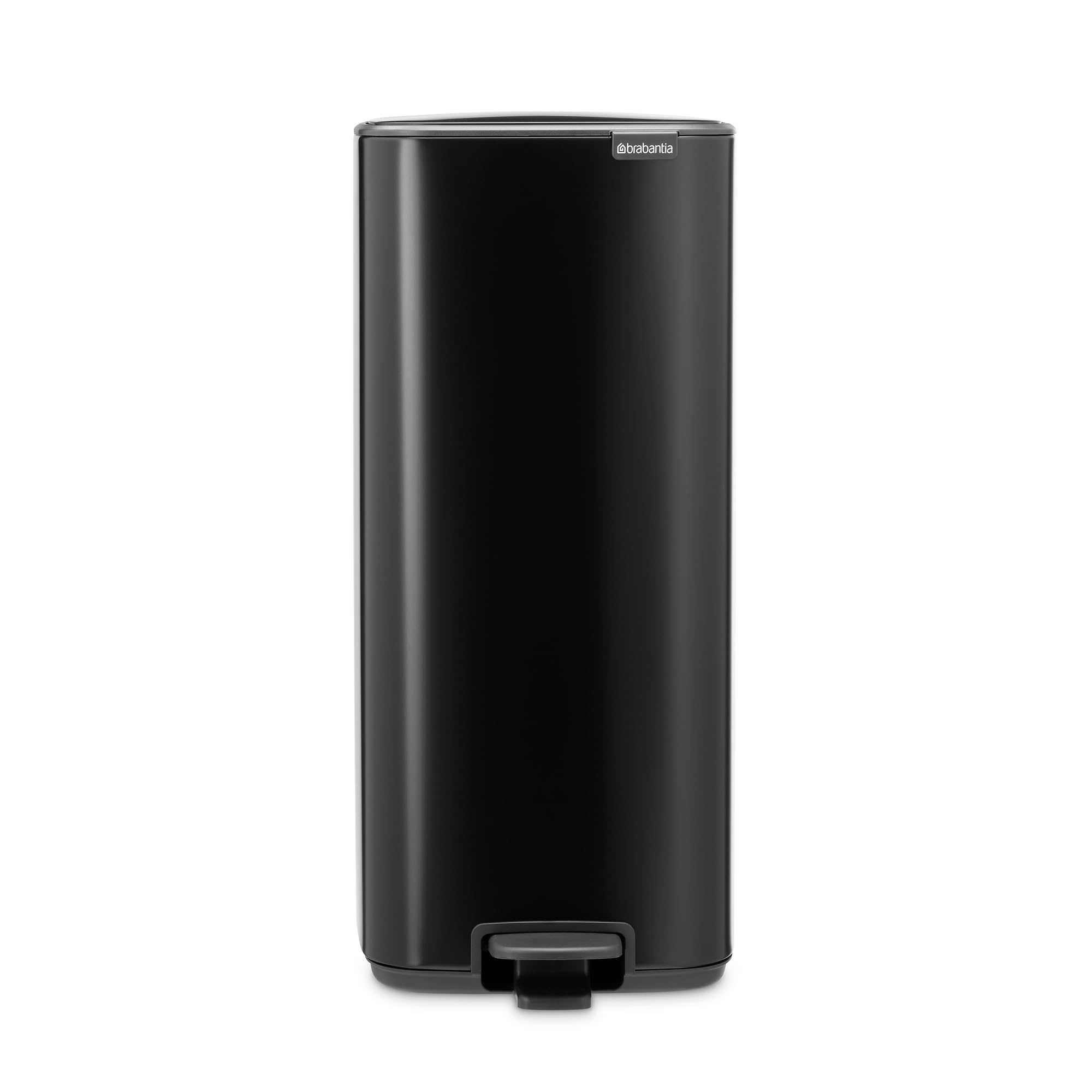 Brabantia Pattumiera a pedale Bo 30L (Matt Black), Pattumiera con pedale e coperchio a chiusura soft, Secchio spazzatura facile da pulire con secchio interno rimovibile e sacchetti PerfectFit inclusi