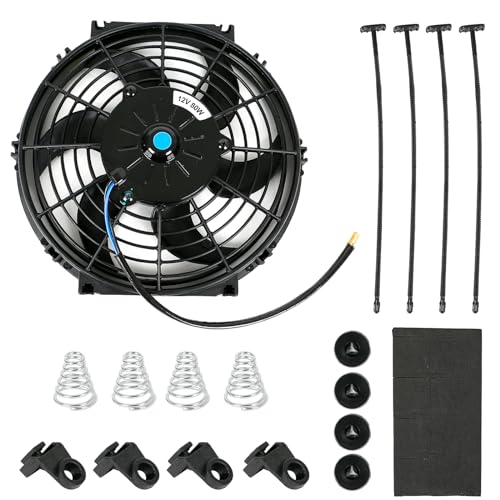 Ventilador de refrigeración universal 12 V 80 W, para coche 10 pulgadas, ventilador eléctrico ABS con kit de montaje para todo el compartimento del motor, sistema
