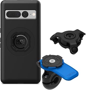 Quad Lock Mirror Motorcycle Phone Mount with Vibration Dampener and MAG Phone Case for Pixel 7 Pro