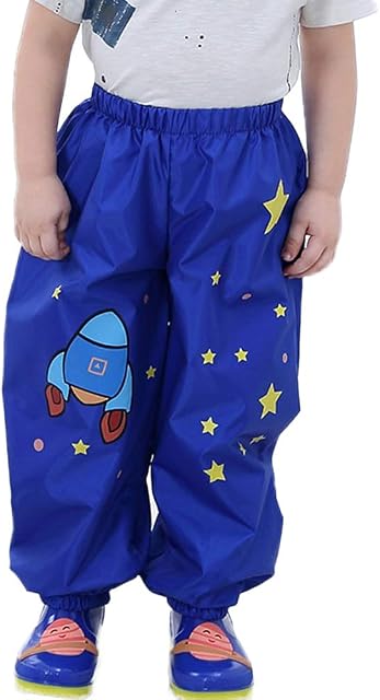 Comcrib Kids Boys Girls Mud Pants Waterproof Rain Trousers Light Breathable Cartoon Rainwear Printed Waterproof Pants