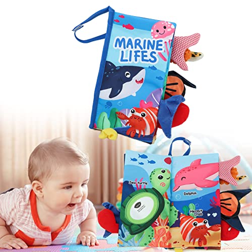 Livro de rabo de bebê, livro de pano de bebê de exploração sensorial 3D macio seguro enrugado para j