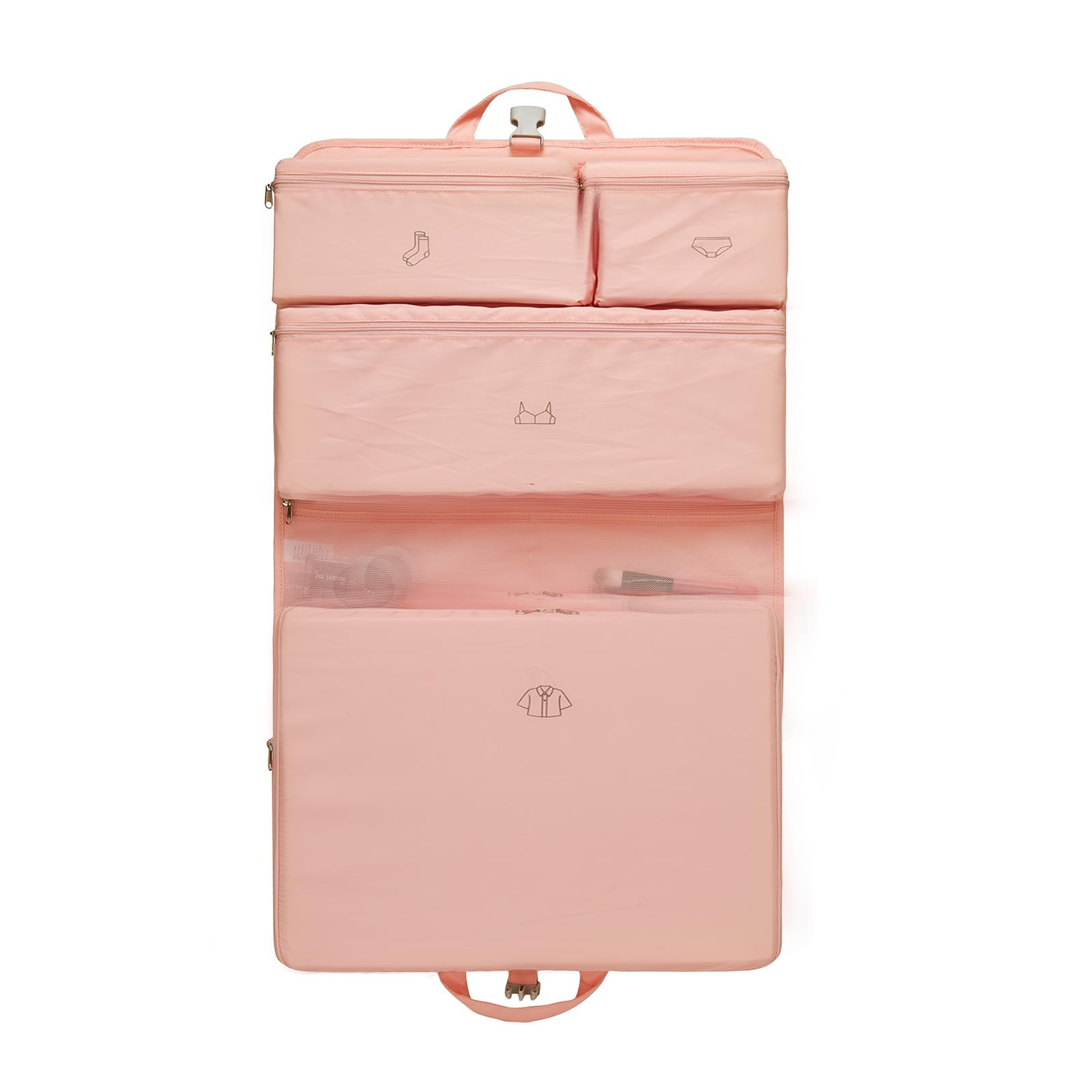 Kono Pink 6-In-1 Travel Compression Packing Cubes, Expandable Suitcase Organiser With Zippers Luggage Strap, Large Capacity Clothes Storage Bags For Suitcases Backpacks (1Pcs, )