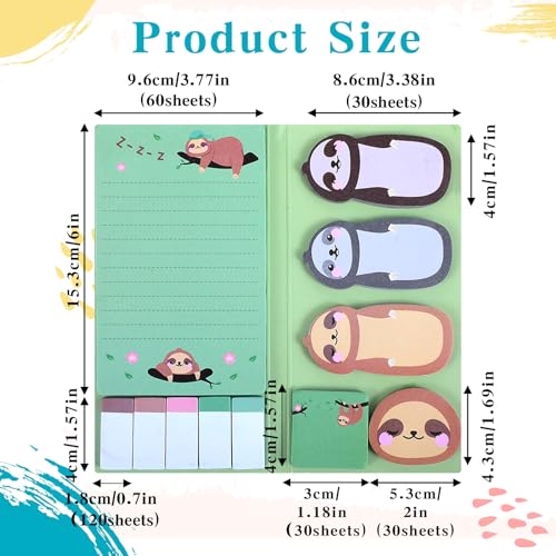 PEOVLVN 440 Blatt Haftnotizen Lustig Haftnotizen Seitenmarker Aufkleber Sticky Notes Haftnotizen Kinder Motiv Cute Animals für Faultier Geschenk Schulklasse Büro Beschreibbare und Entfernbare