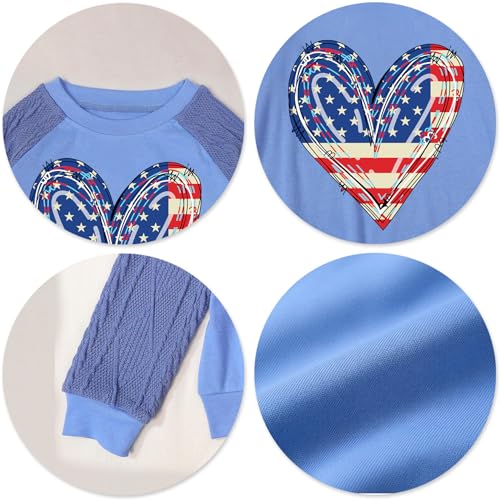 Image of CAZYCHILD Girls 4th of July Shirt Boys USA Tshirt Kids American Flag Sweatshirt Patriotic Pullover Tee Tops