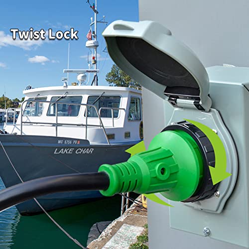Rvmate Marine Shore Power Boat Adapter, 30Amp Male To 15Amp Female 18 Inch 10Awg/3 Cord, Stow, Black/Green #TOP3