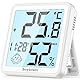 Thermometer Hygrometer Innen, hoyiours Digitales Thermo-Hygrometer 3.4 Zoll Großem LCD Bildschirm mit Berührbar Backlight Feuchtigkeit Raumthermometer für Haus, Büro, garten(Weiß)
