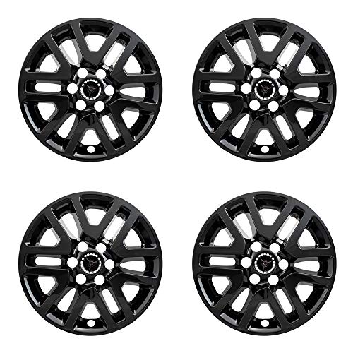 New Wheel Skins Covers Fits 2014-2020 Nissan Frontier; 16 Inch; 6 V Spoke; Gloss Black; Plastic; Set of 4; Not Compatible with Steel Wheels