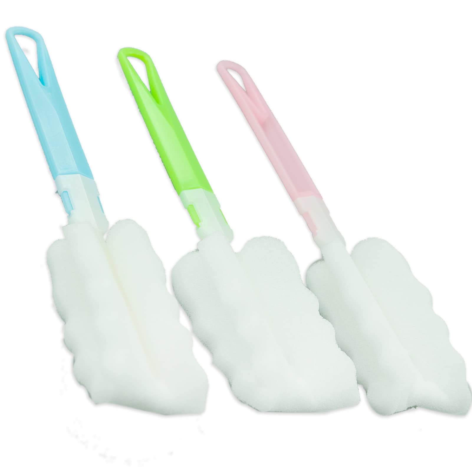 3 spazzole regolabili in morbida spugna per la pulizia delle bottiglie, con manico lungo in plastica, spazzola per lavaggio decanter in vetro, bottiglia di vino (colore casuale