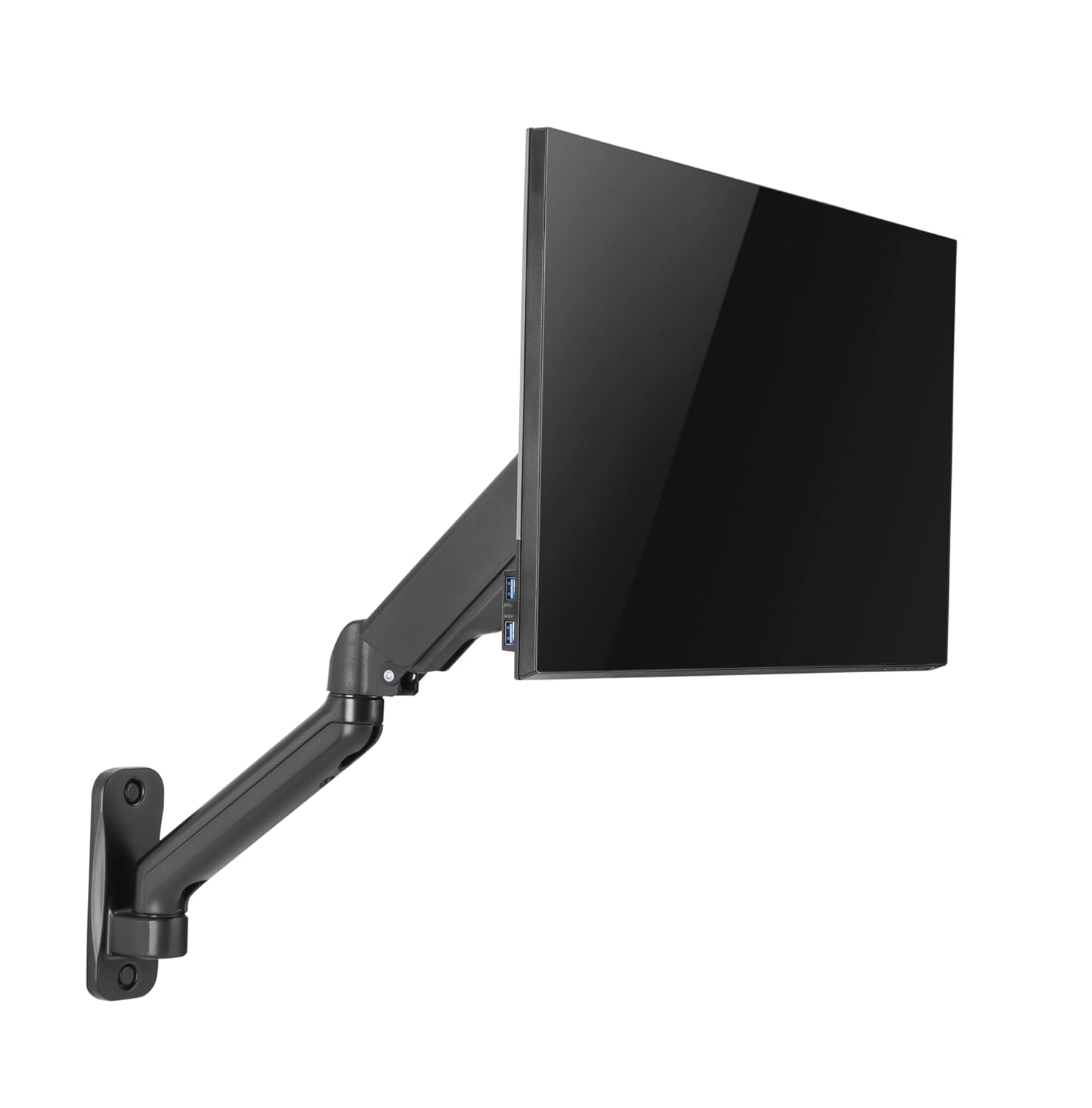Jin Office Wall Mounted Monitor Stand for 13-32 Inch Screens | 8Kg Capacity | Gas Spring Adjustable Metal Arm Mount (Black)