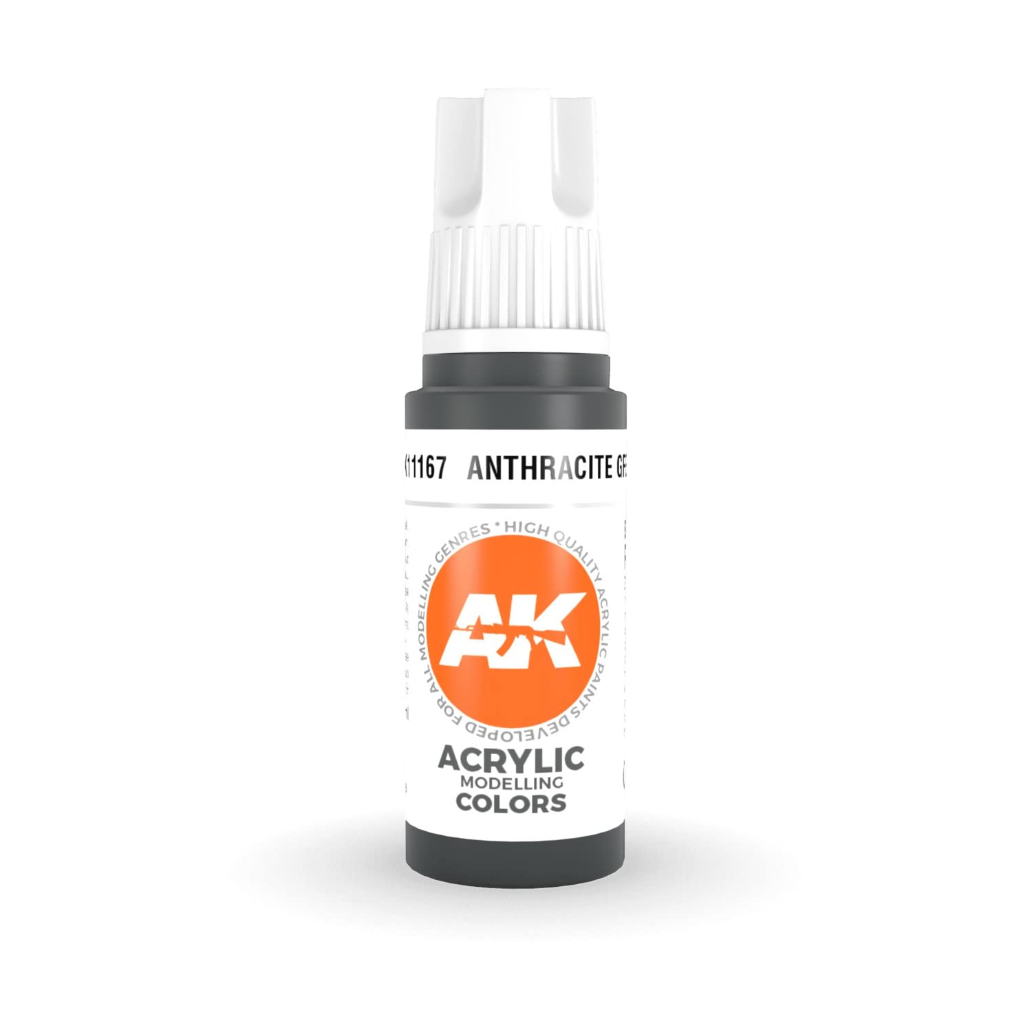 AK Interactive AK 11167 3rd Generation Acrylic, Anthracite Grey - 17 ML / 0.58 Fl.Oz Jar.
