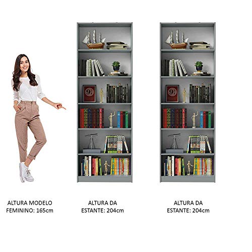 Kit Madesa com 2 Estantes Livreiro 6908 - Cinza