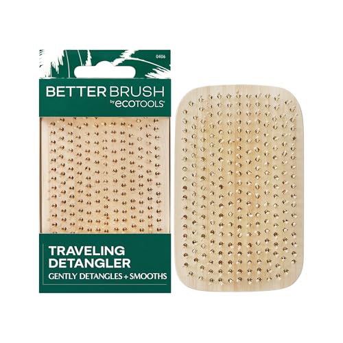 Image of EcoTools Travel Detangler Hairbrush, Gently Detangle & Smooth Hair, Brush For Wet Or Dry Hair, Heat Resistant, Mini Renewable Bamboo Hairbrush For Styling On-The-Go, Vegan & Cruelty-Free, 1 Count