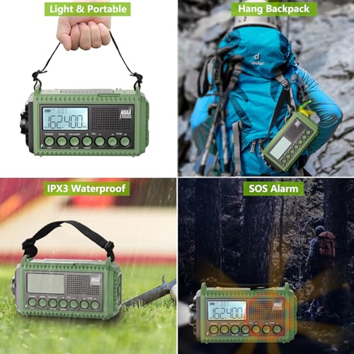 Raynic Emergency Radio, 12000mAh/44400mWh Battery Operated Weather Radio, Solar Hand Crank Radio with AM/FM/SW/NOAA Alert, Cell Phone Charger, Type-C Charging, Flashlight and SOS Siren - Image 6