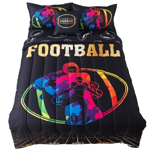 El Mejor Listado de Ropa de Fútbol americano para Niño - los preferidos. 41 ADASMILE A & S Juego de edredón de fútbol individual para niños, juego de ropa de cama de fútbol americano de 6 piezas con temática deportiva y de juegos, en una bolsa con...