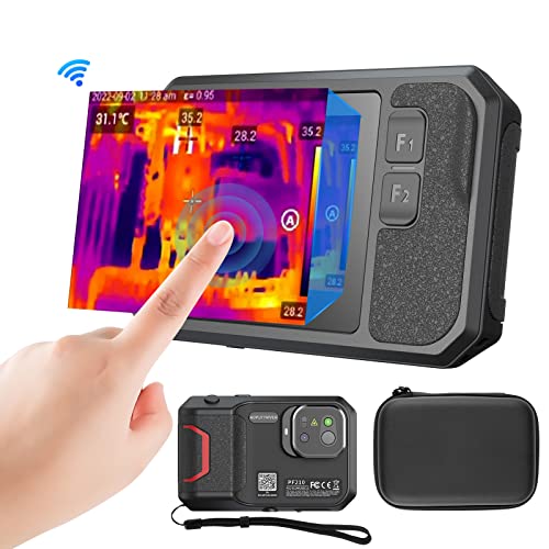 WIFI Wärmebildkamera 256x192 IR-Auflösung Wärmebildkamera mit 5 MP Visual Camera, 25 Hz, 3,5-Zoll-Touchscreen-Wärmebildkamera, IP54, -16 ° F ~ 823 ° F, 16 GB, Taschenlampe und Flutlicht