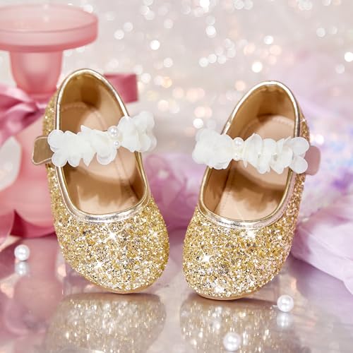 Image of GINFIVE Toddler Girls Dress Shoes Little Girls Mary Janes Ballerina Flats Shoes Toddler