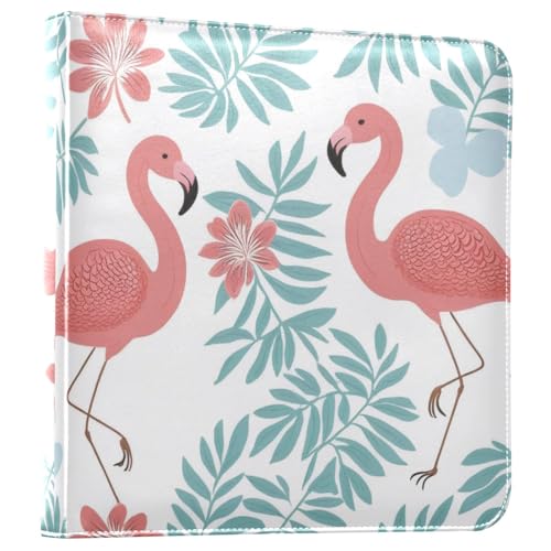 Álbum de fotos para scrapbook autoadhesivo DIY con diseño tropical y flamencos, encuadernación de 3 argollas, 40 páginas, tamaño 11.8 x 11.2 pulgadas