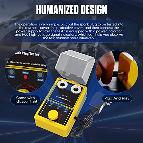 Car Spark Plug Tester With Dual Testing Holes, Car Spark Plug & Ignition Tools 0-6000Rpm Working Frequency 110V，Automotive Ignition Coil Tester Analyzer For 12V Gasoline Vehicles #TOP5