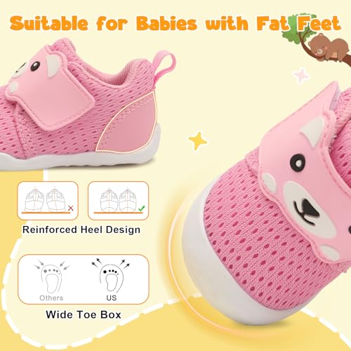 Image of FEETCITY Baby Walking Shoes Wide Baby Shoes Boys Girls Infant Sneakers Crib Shoes Breathable Toddler Barefoot Shoes Slip On Shoes
