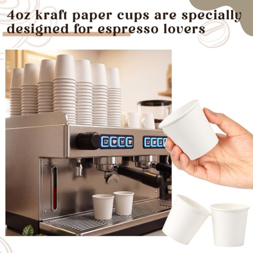 Acellegic 100 Pack 4oz Mini Coffee Cups Disposable Paper Cups Hot or Cold Beverage Cup Mouthwash Cup Drinking for Coffee Water Tea Juice Espresso for Home Office Party Picnic (White) - Image 4