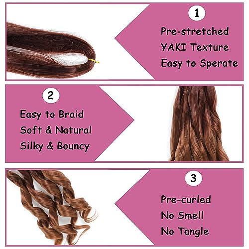 WoWCFyyds 8 Packs French Curl Braiding Hair 24 Inch Loose Wave Spiral curly braiding hair extensions 75g/Pack Soft French Curls Synthetic Hair Extensions for Braiding(33/30#) - Image 3