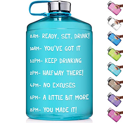 HydroMATE 1 Gallon Motivational Water Bottle with Time Marker Large BPA Free Jug
